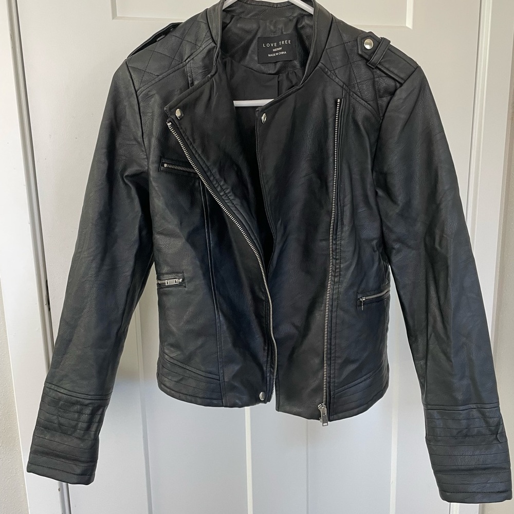 High-quality black leather jacket
